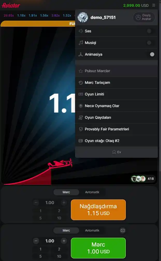 Mobil versiyada oyunun tam interfeysi
